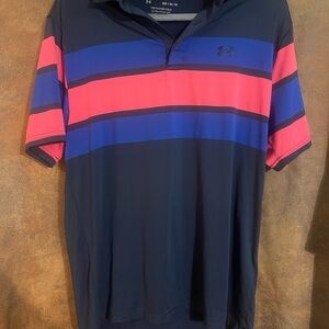 SOLD Under Armour Navy, Blue, and Coral Polo Shirt